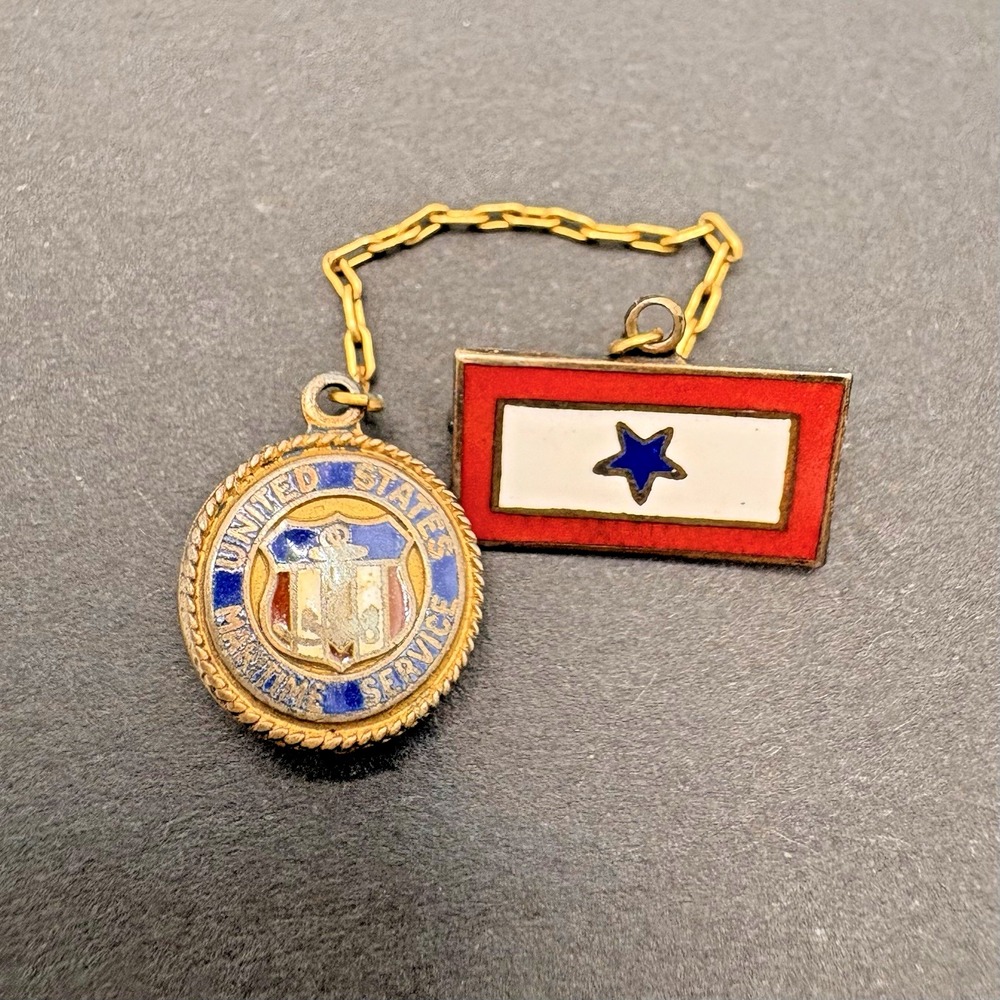 Vintage United States Maritime Service Family Pin WW2 1-Star Son In Service